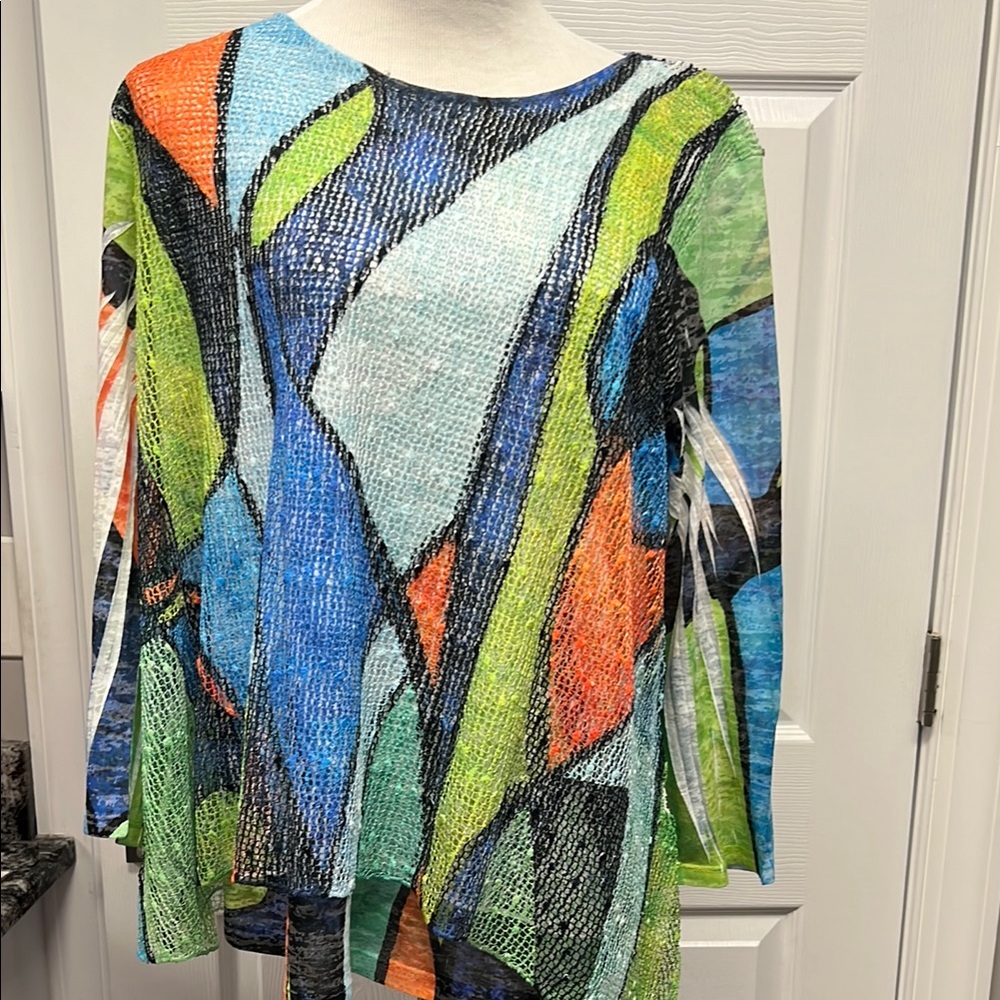 Colorful Abstract Long Sleeve Top Petalura Jess & Jane 3/4 sleeve